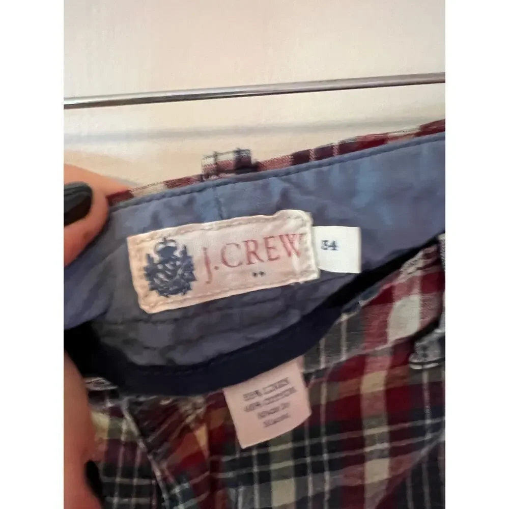 J. Crew Vintage -Bundle of 2 Madras Plaid Cotton Drawstring Shorts SZ 34​​​